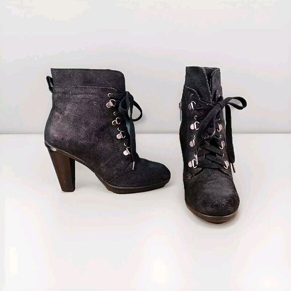 Kenneth Cole Reaction Fun Hunt Womens Leather Casual Boots, Black,‎ 6.5 - Picture 1 of 16